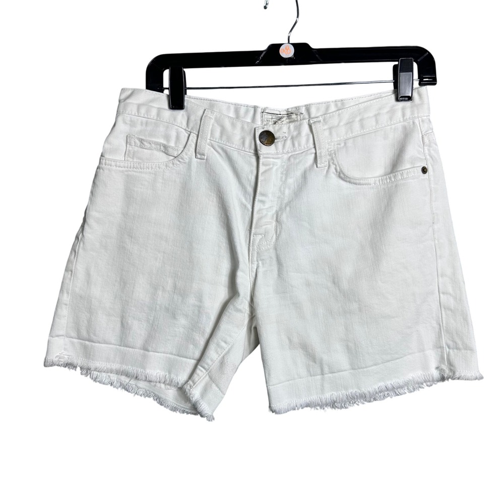 CURRENT/ELLIOTT White Frayed Hem Denim Cutoff Shorts Women Size 25‎ boho chic